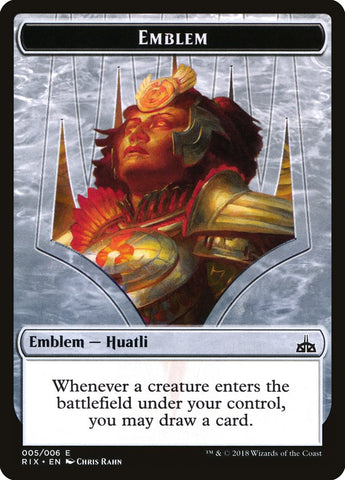 Huatli, emblema de campeón radiante [Rivales de fichas de Ixalan] 