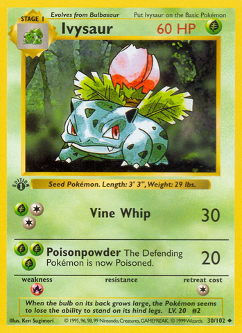 Ivysaur (30/102) (Shadowless) [Conjunto básico 1.ª edición] 