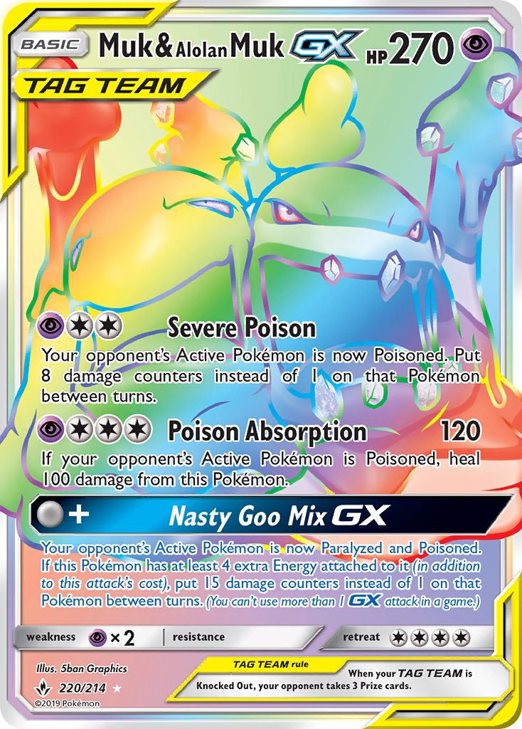 Muk y Alolan Muk GX (220/214) [Sol y Luna: Vínculos inquebrantables] 