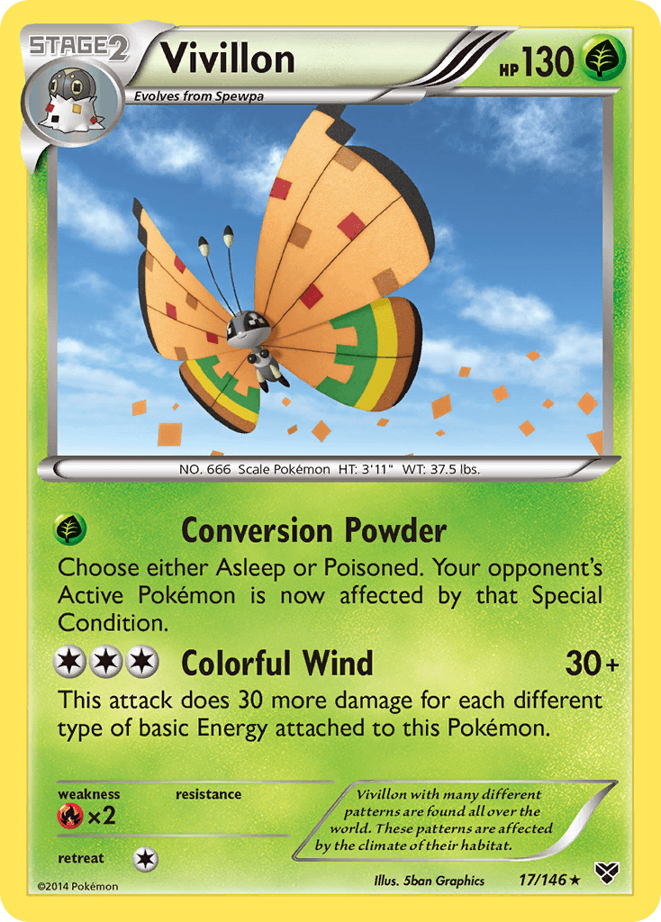 Vivillon (17/146) (Forma de las Altas Llanuras/Alas Naranjas) [XY: Conjunto básico] 