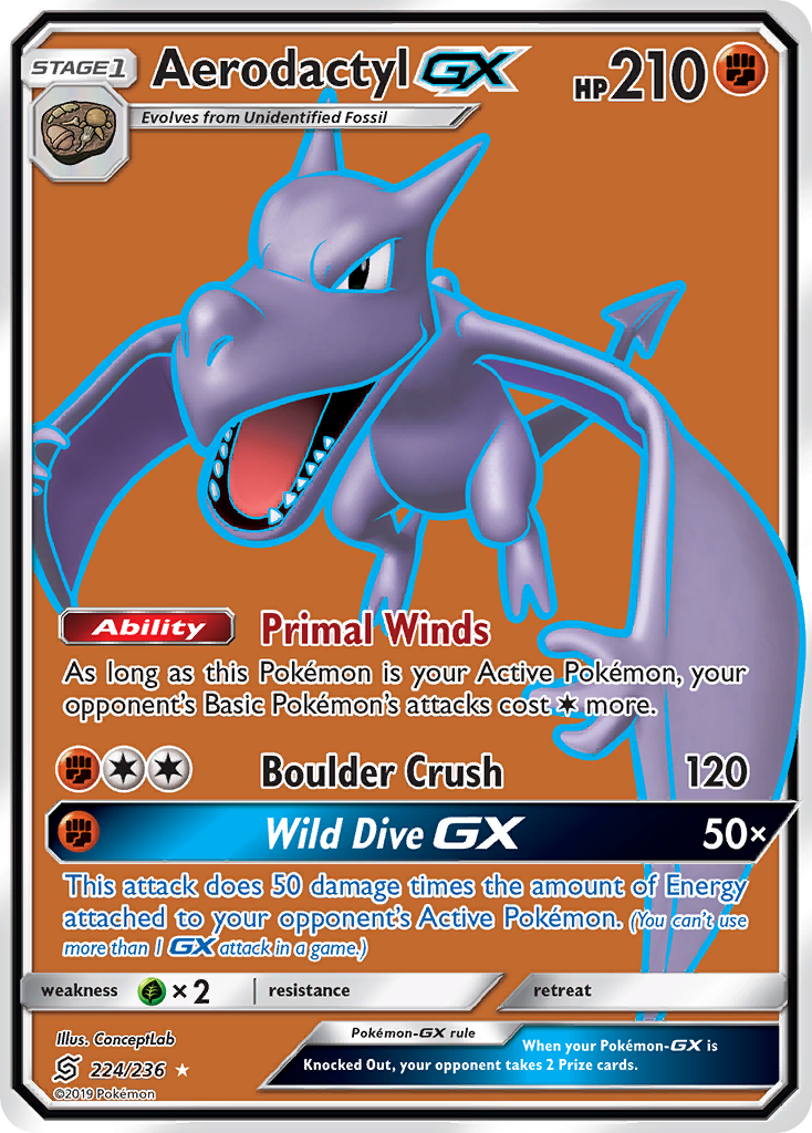 Aerodactyl GX (224/236) [Sol y Luna: Mentes unificadas] 