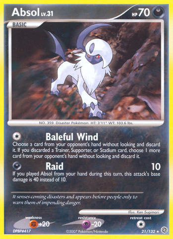 Absol (21/132) [Diamante y perla: maravillas secretas] 