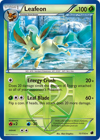 Leafeon (11/116) (Exclusivo de la cubierta temática) [Blanco y negro: Plasma Freeze] 