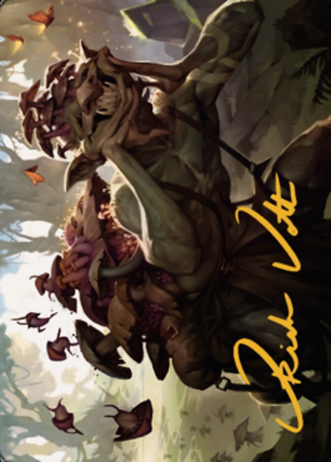 Tarjeta de arte Sprouting Goblin (firma estampada en oro) [Serie de arte Dominaria United] 