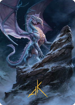Tarjeta de arte del dragón plateado antiguo (06) (Firma estampada en oro) [Commander Legends: Battle for Baldur's Gate Art Series] 