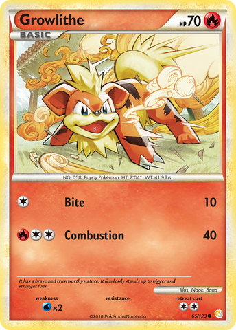 Growlithe (65/123) [HeartGold y SoulSilver: Conjunto básico] 
