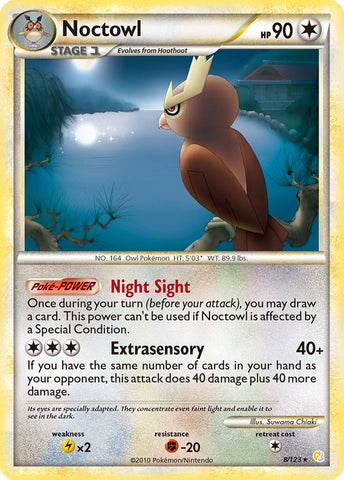 Noctowl (8/123) (Exclusivo de la baraja temática) [HeartGold y SoulSilver: Conjunto básico] 