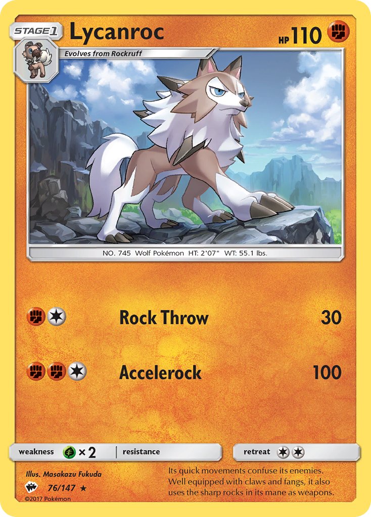 Lycanroc (76/147) (Exclusivo de la baraja temática) [Sol y luna: Sombras ardientes] 