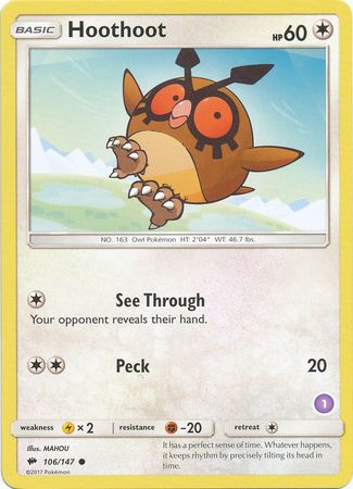 Hoothoot (106/147) (Exclusivo de cubierta n.° 1) [Sol y Luna: Kit de entrenador - Alolan Sandslash] 