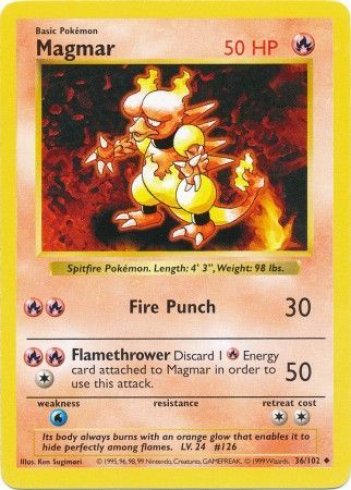 Magmar (36/102) [Conjunto básico Shadowless Unlimited] 