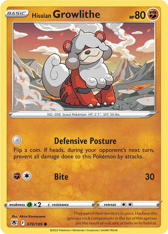 Hisuian Growlithe (070/189) [Espada y escudo: Resplandor astral] 