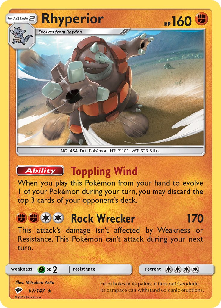 Rhyperior (67/147) (Exclusivo de la baraja temática) [Sol y luna: Sombras ardientes] 