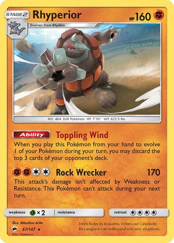 Rhyperior (67/147) (Exclusivo de la baraja temática) [Sol y luna: Sombras ardientes] 