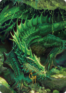 Tarjeta de arte del dragón verde al acecho (firma estampada en oro) [Commander Legends: Battle for Baldur's Gate Art Series] 