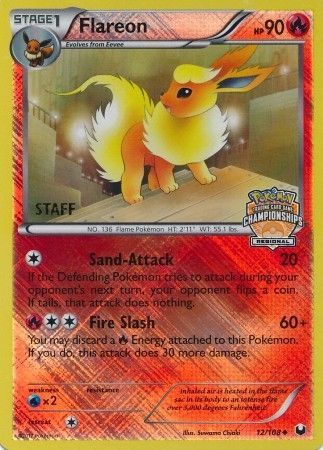 Flareon (12/108) (Personal de promoción del Campeonato Regional 2013) [Blanco y negro: Exploradores oscuros] 