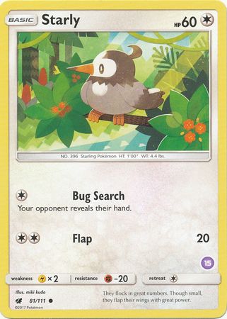 Starly (81/111) (Exclusivo de cubierta n.° 15) [Sol y Luna: Kit de entrenador - Alolan Sandslash] 