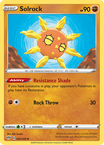 Solrock (092/189) [Espada y escudo: Oscuridad en llamas] 