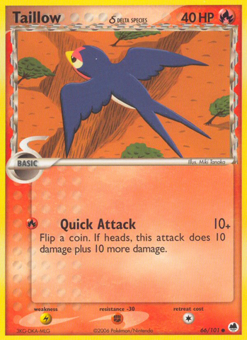 Taillow (66/101) (Especie Delta) [EX: Dragon Frontiers] 