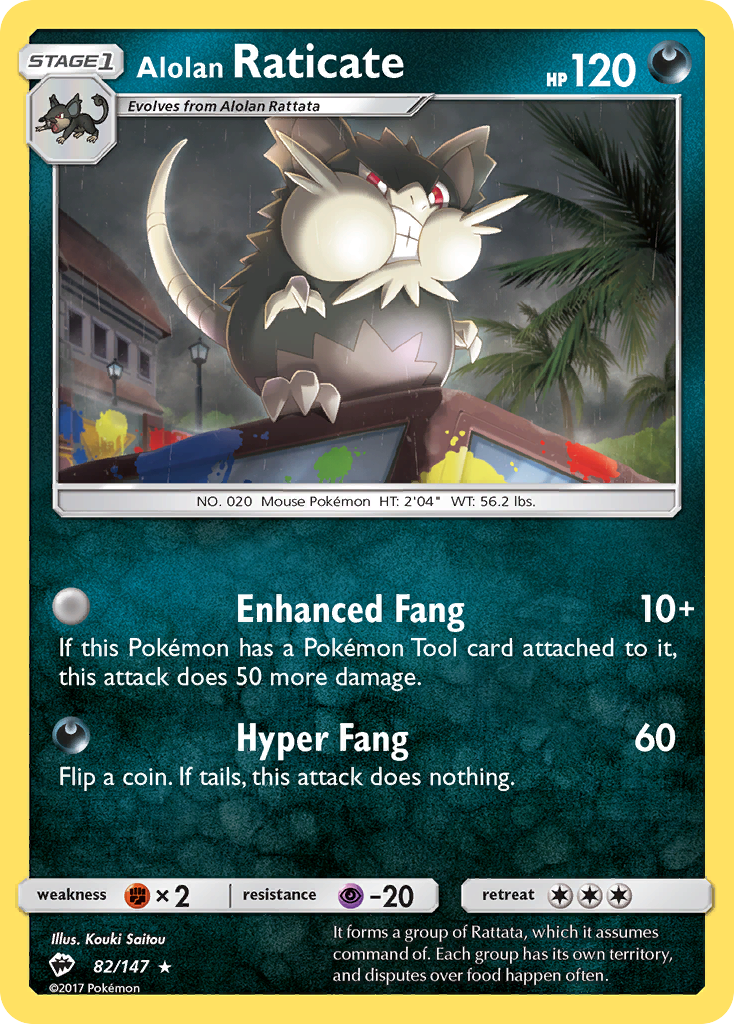 Raticate de Alola (82/147) [Sol y Luna: Sombras ardientes] 