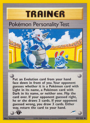 Prueba de personalidad de Pokémon (102/105) [Neo Destiny 1.a edición] 