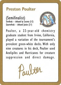 Tarjeta de biografía de Preston Poulter de 1996 [Mazos de campeonato mundial] 