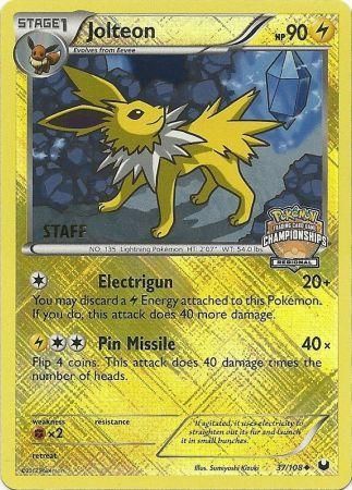 Jolteon (37/108) (Personal de promoción del Campeonato Regional 2013) [Blanco y negro: Exploradores oscuros] 