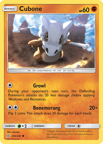 Cubone (105/236) [Sol y Luna: Mentes unificadas] 
