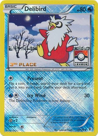 Delibird (38/149) (Tercer lugar en la promoción de la liga) [Blanco y negro: límites cruzados] 