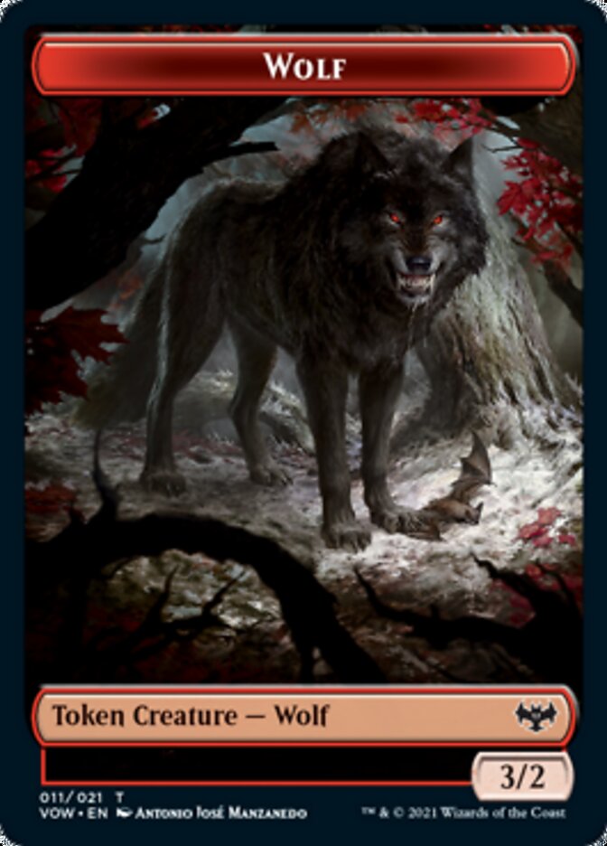 Lobo (011) // Espíritu (002) Ficha de doble cara [Innistrad: Fichas de voto carmesí] 