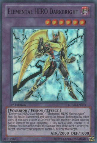 HÉROE elemental Darkbright [LCGX-EN063] Súper raro 