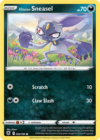 Hisuian Sneasel (092/189) [Espada y escudo: Resplandor astral] 