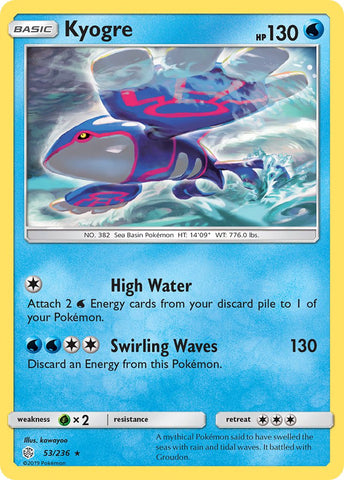 Kyogre (53/236) (Holo de hielo agrietado) (Exclusivo de la baraja temática) [Sol y Luna: Eclipse cósmico] 