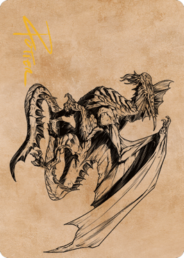 Tarjeta de arte del dragón plateado antiguo (47) (Firma estampada en oro) [Commander Legends: Battle for Baldur's Gate Art Series] 