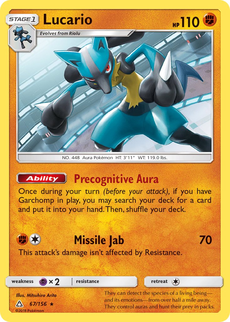 Lucario (67/156) (Exclusivo de la cubierta temática) [Sol y Luna: Ultra Prisma] 