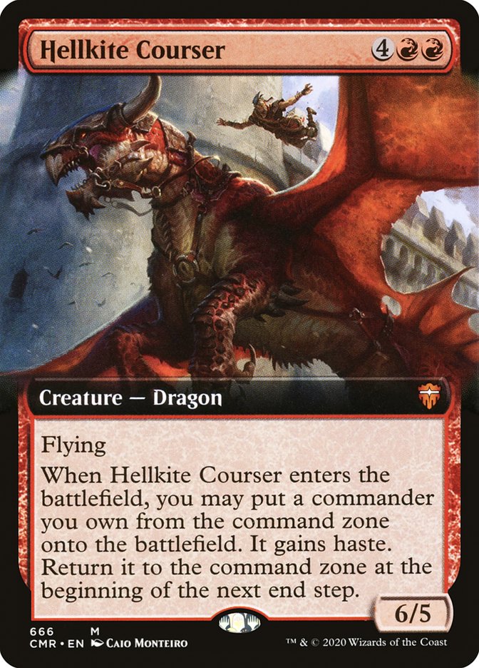 Hellkite Courser (Arte extendido) [Commander Legends] 