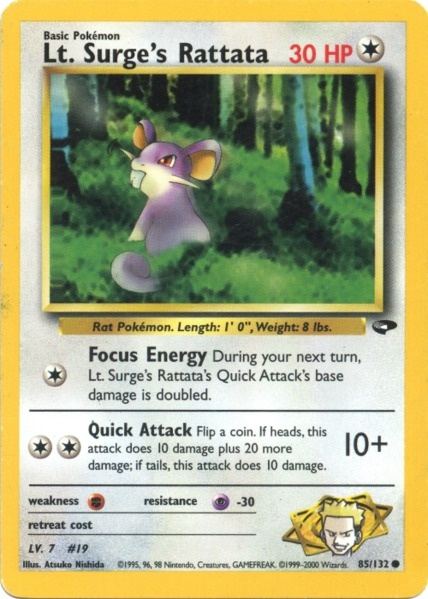 Rattata del teniente Surge (85/132) [Gym Challenge Unlimited] 