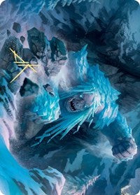 Tarjeta de arte Icehide Troll (firma estampada en oro) [Serie de arte Kaldheim] 
