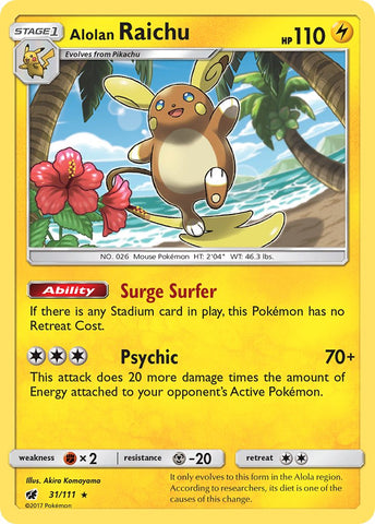 Alolan Raichu (31/111) (Exclusivo de la cubierta temática) [Sol y Luna: Crimson Invasion] 