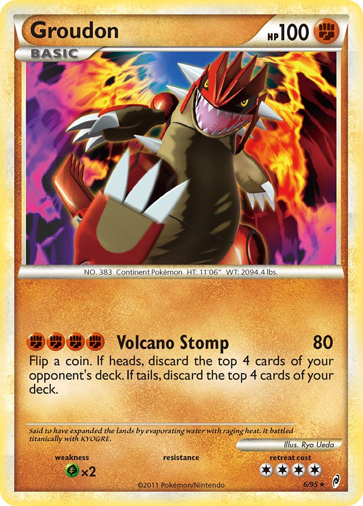 Groudon (6/95) (Exclusivo de la baraja temática) [HeartGold y SoulSilver: Call of Legends] 