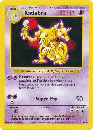 Kadabra (32/102) [Conjunto básico Shadowless Unlimited] 