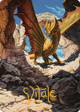 Tarjeta de arte de dragón de latón antiguo (02) (Firma estampada en oro) [Commander Legends: Battle for Baldur's Gate Art Series] 