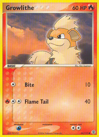 Growlithe (64/112) [EX: Rojo fuego y verde hoja] 