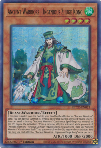 Guerreros antiguos - Ingenioso Zhuge Kong [ETCO-EN023] Súper raro 
